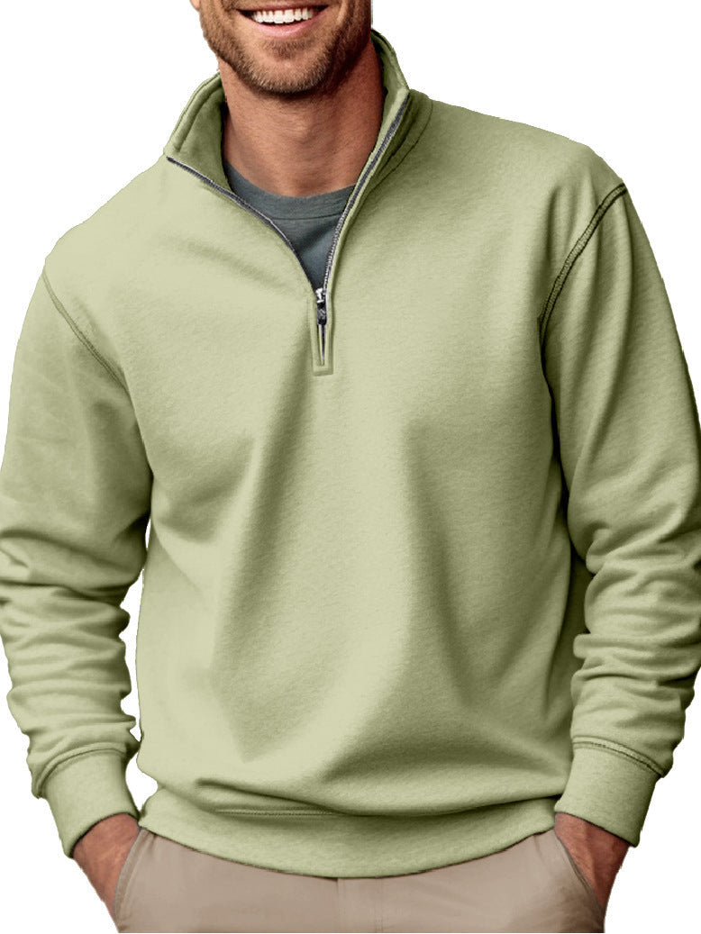 Men's Half-Zip Sweatshirt with Stand-Up Collar and Soft Fleece Lining