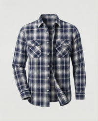 Men's Long-Sleeve Plaid Flannel Shirt with Chest Pockets