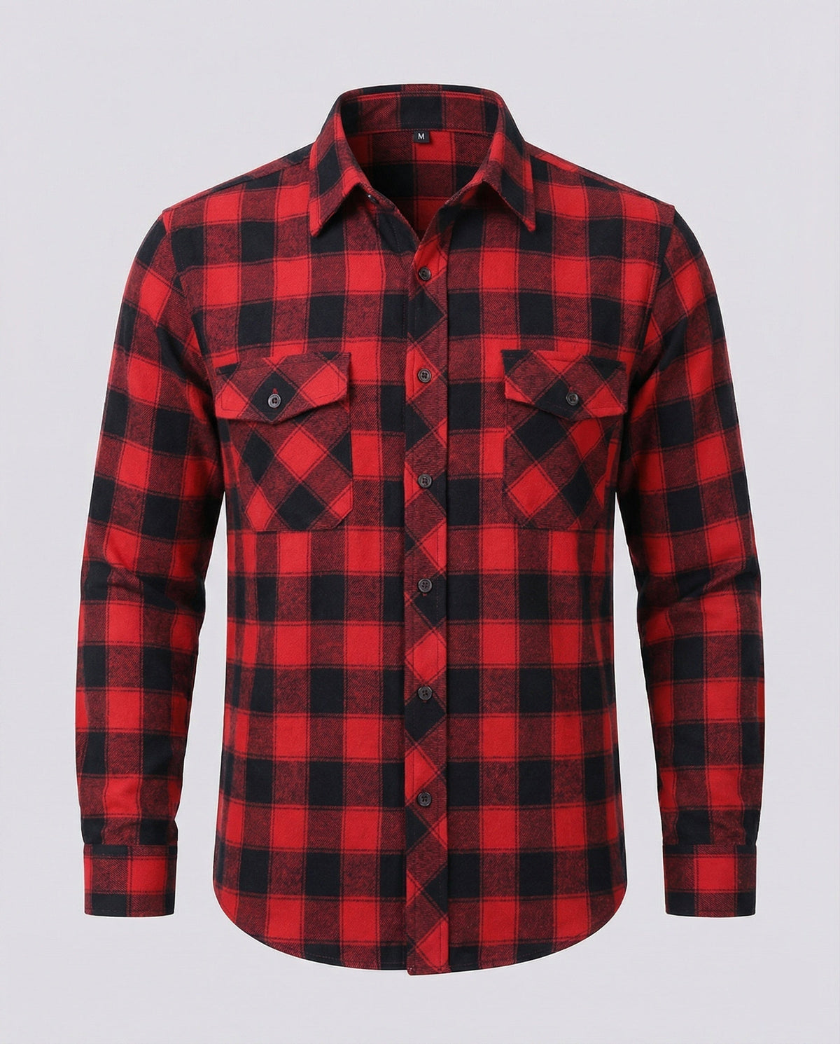 Men's Long-Sleeve Plaid Flannel Shirt with Chest Pockets