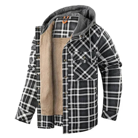 Men's Plaid Hooded Shirt Jacket