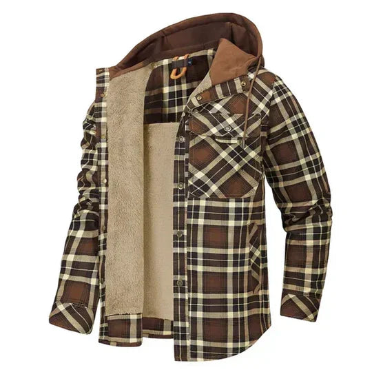 Men's Plaid Hooded Shirt Jacket