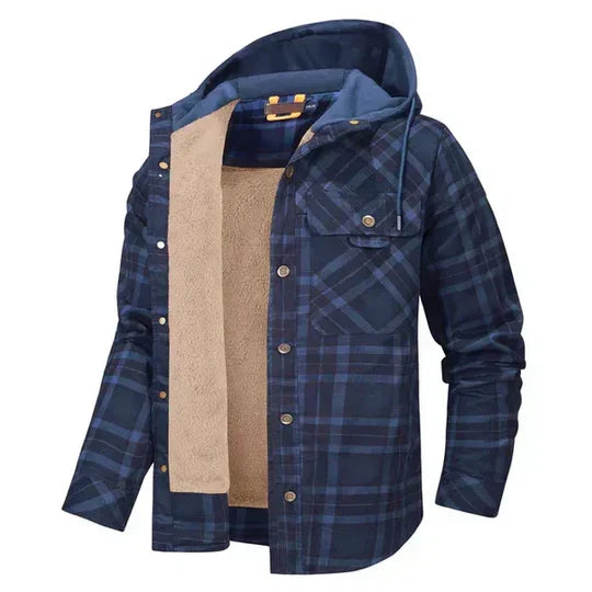 Men's Plaid Hooded Shirt Jacket