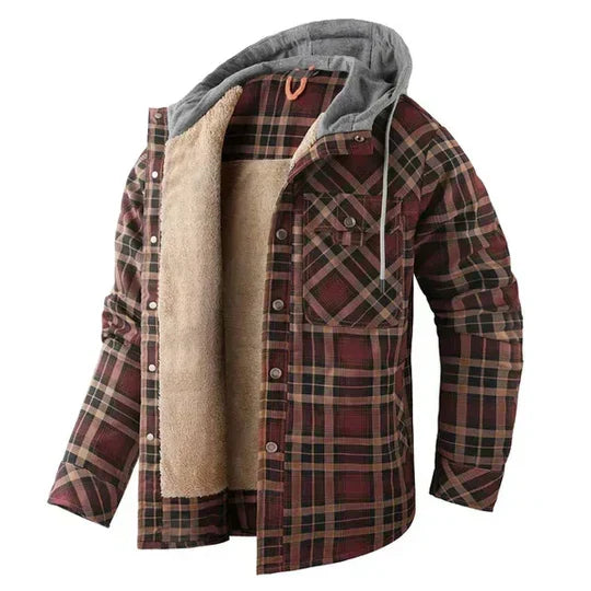 Men's Plaid Hooded Shirt Jacket