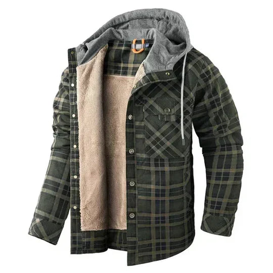 Men's Plaid Hooded Shirt Jacket