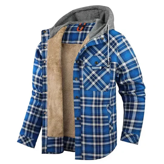 Men's Plaid Hooded Shirt Jacket