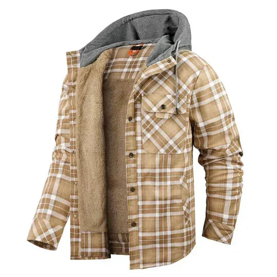Men's Plaid Hooded Shirt Jacket