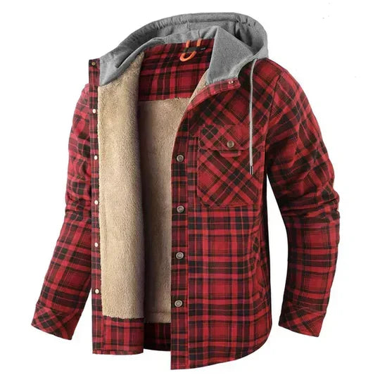 Men's Plaid Hooded Shirt Jacket
