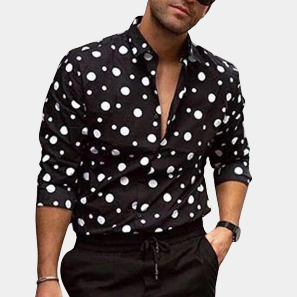 Men's Polka Dot Casual Dress Shirt