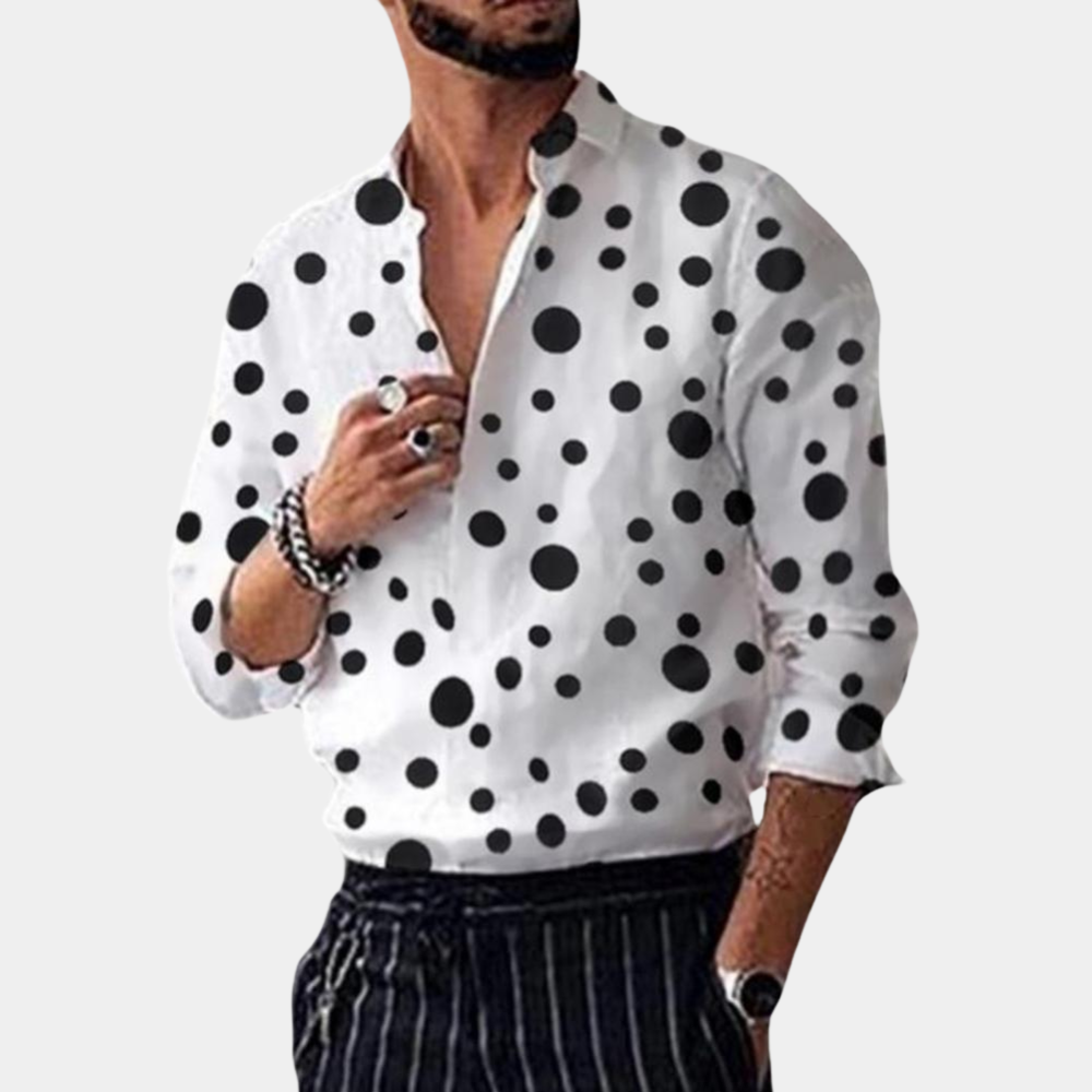 Men's Polka Dot Casual Dress Shirt