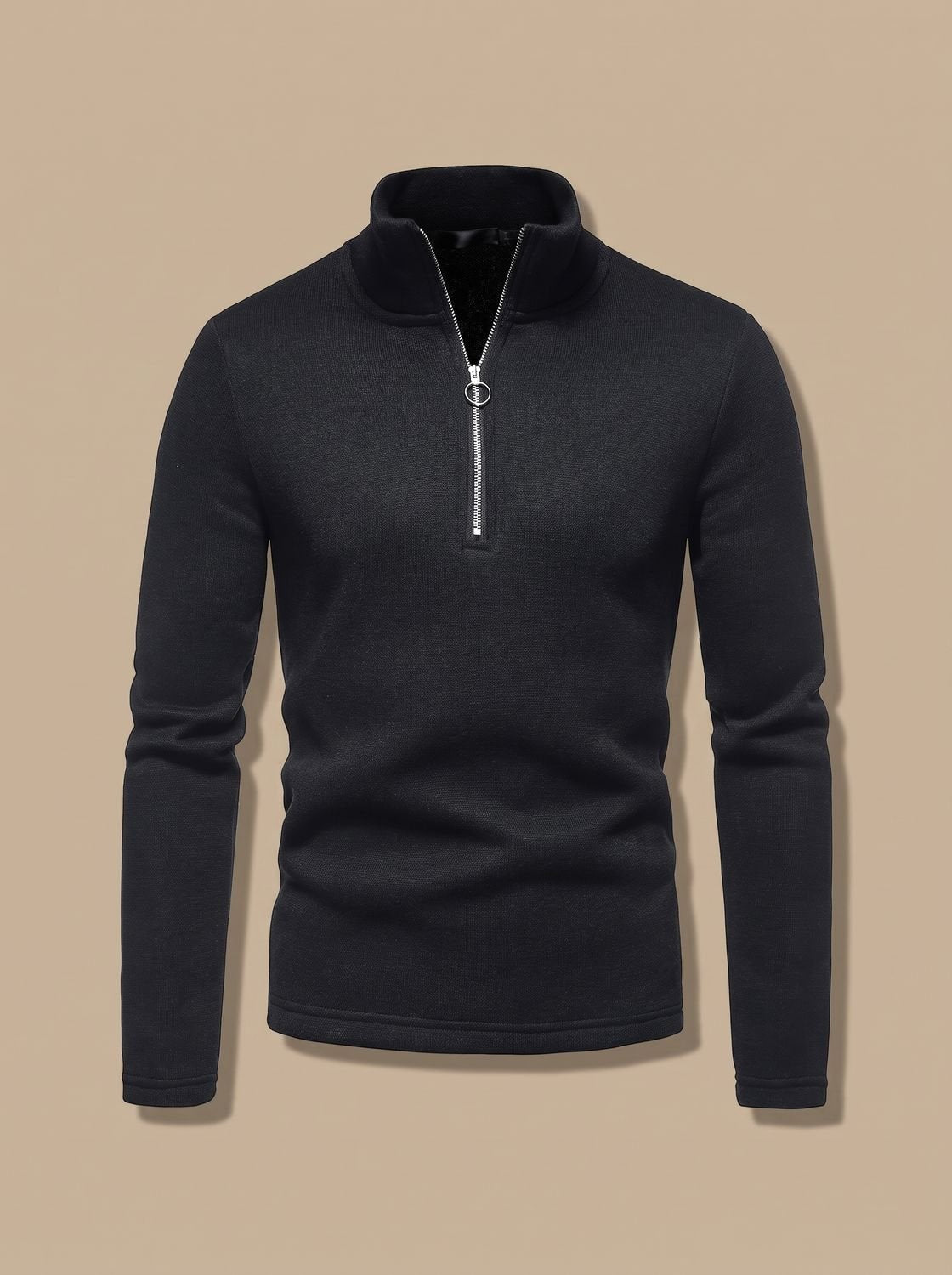 Men's Quarter-Zip Fine-Knit Stand-Collar Pullover Sweater in Regular Fit