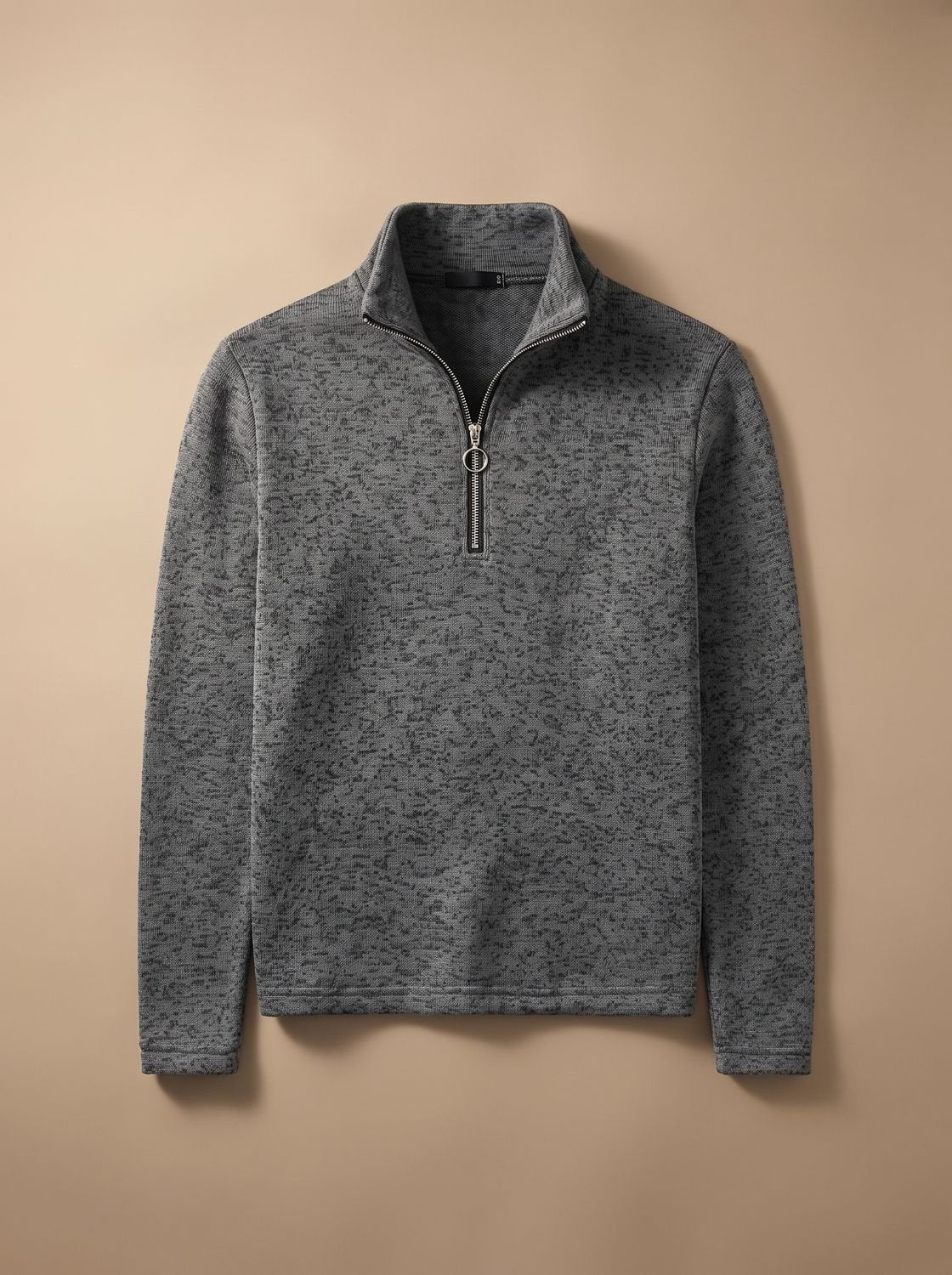 Men's Quarter-Zip Fine-Knit Stand-Collar Pullover Sweater in Regular Fit