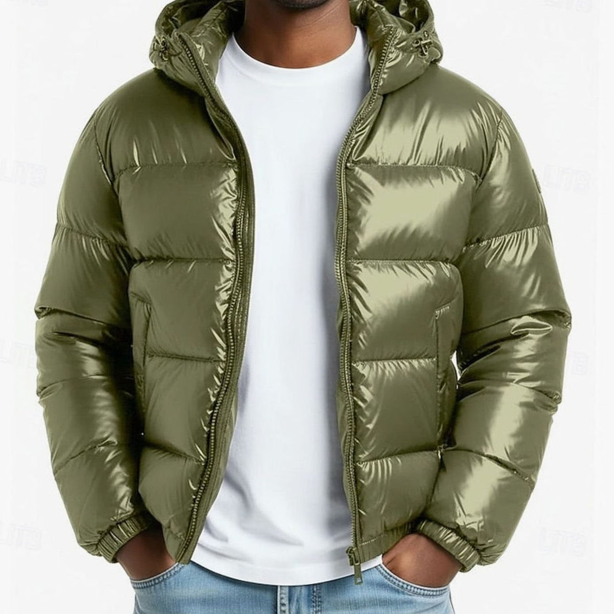 Men's Quilted Hooded Coated Puffer Jacket
