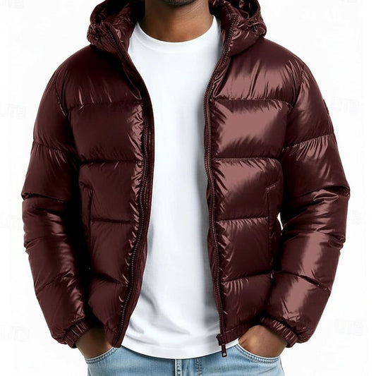 Men's Quilted Hooded Coated Puffer Jacket