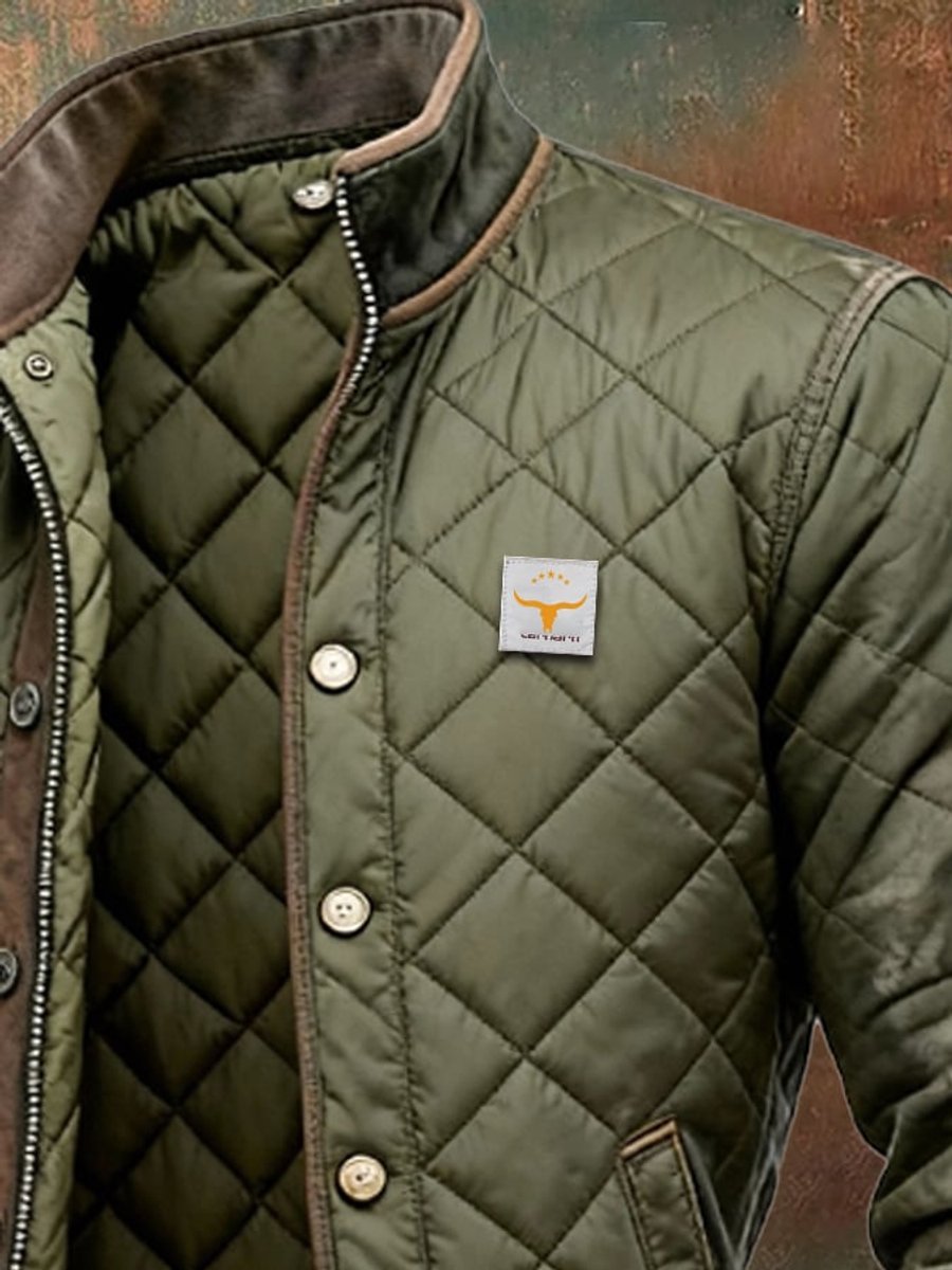 Men's Quilted Insulated Stand-Collar Bomber Jacket