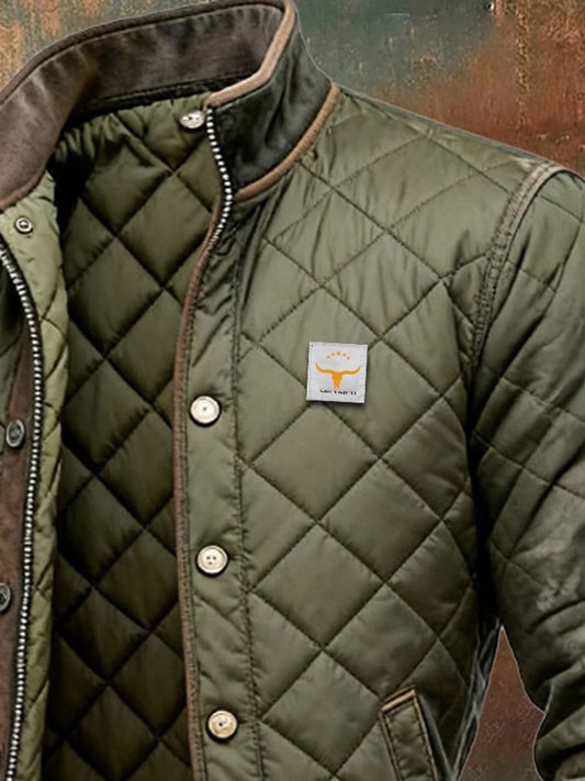 Men's Quilted Insulated Stand-Collar Bomber Jacket