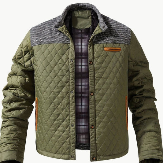 Men's Quilted Stand-Collar Snap-Front Insulated Jacket