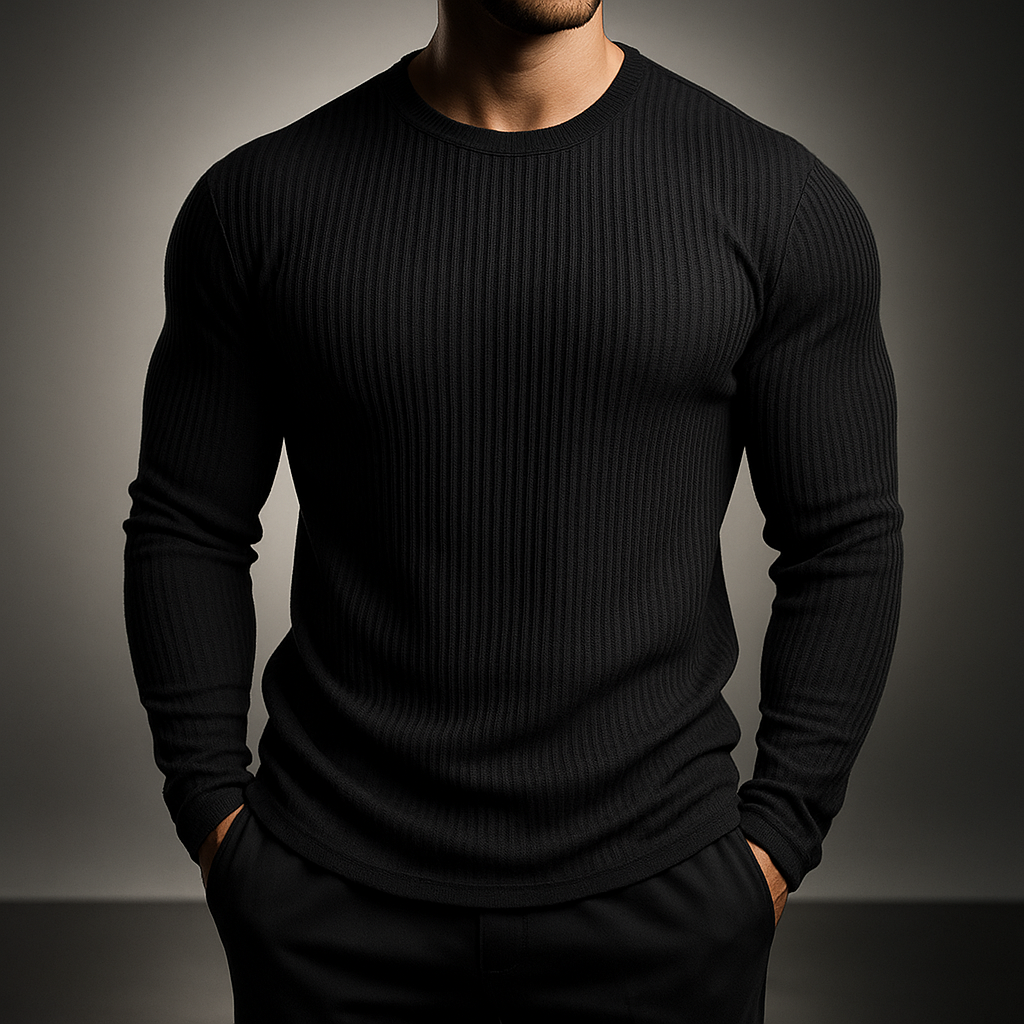 Men's Ribbed Long Sleeve Pullover Sweater