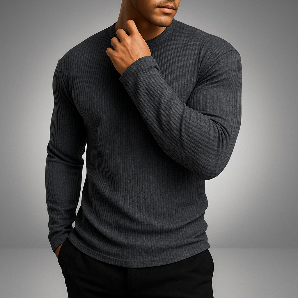 Men's Ribbed Long Sleeve Pullover Sweater