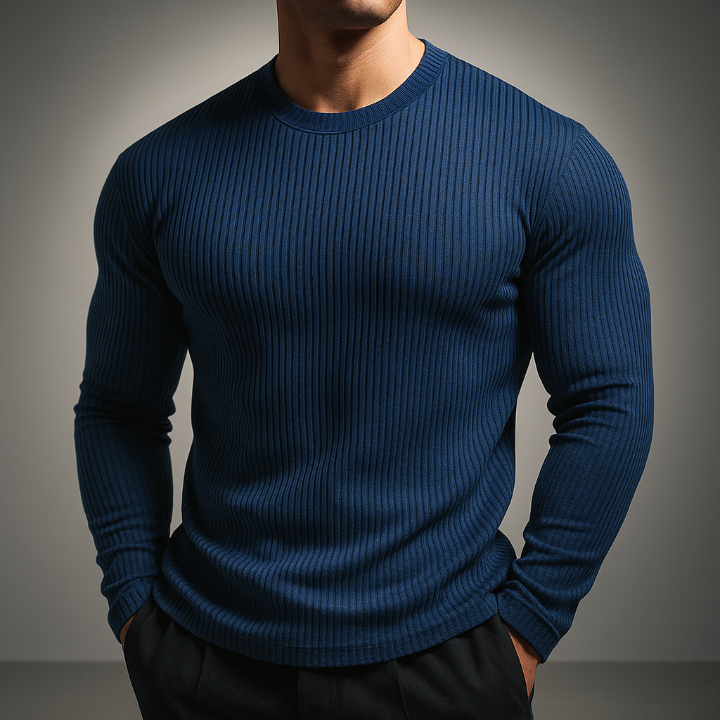 Men's Ribbed Long Sleeve Pullover Sweater