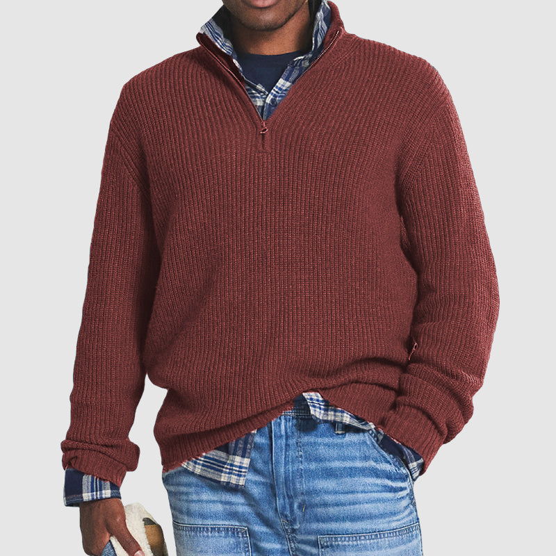 Men's Slim Fit Cashmere Quarter-Zip Business Sweater