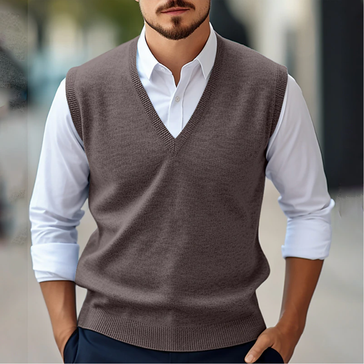 Men's Sweater Vest - Elegant & Lightweight - Sleeveless