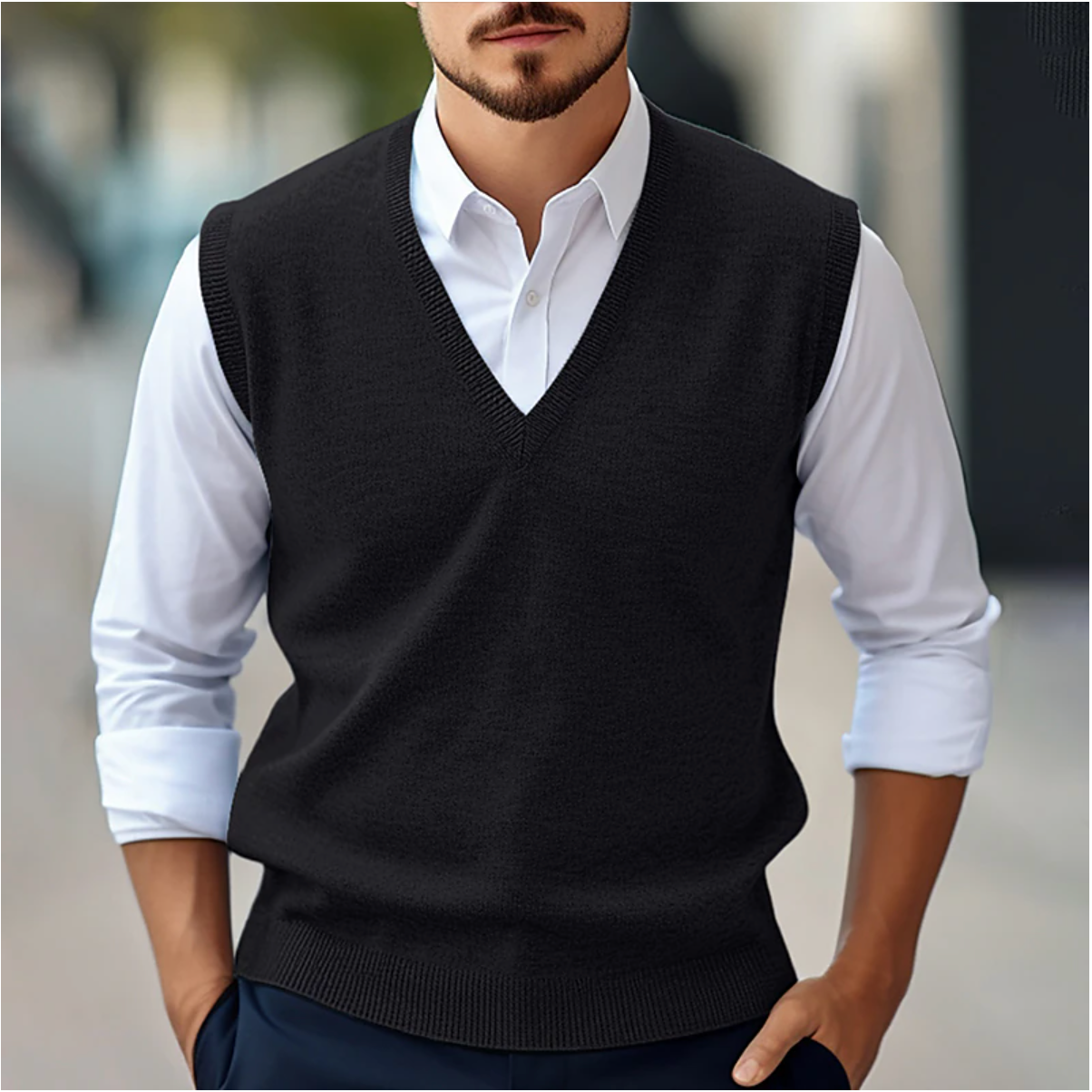 Men's Sweater Vest - Elegant & Lightweight - Sleeveless