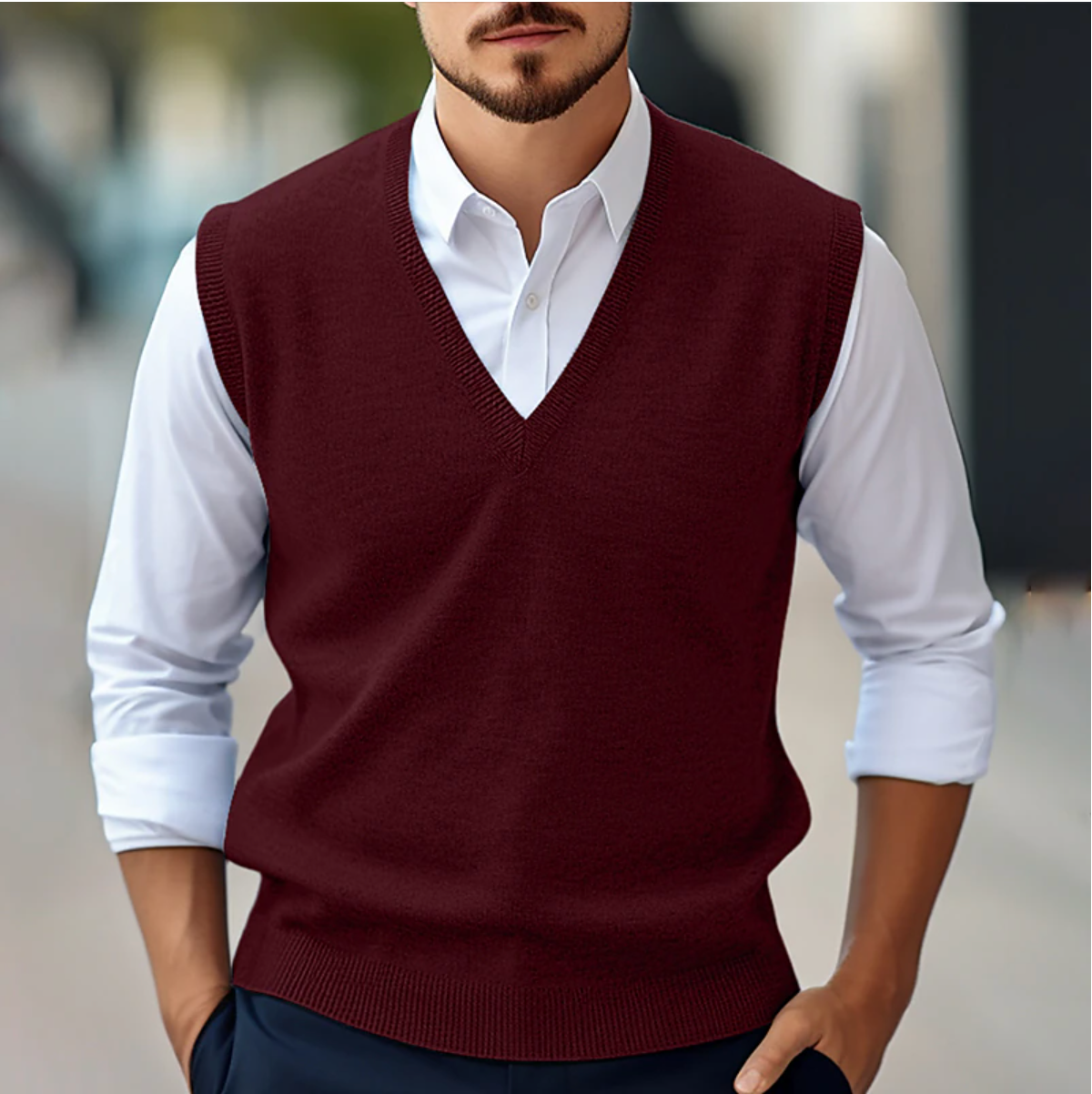Men's Sweater Vest - Elegant & Lightweight - Sleeveless