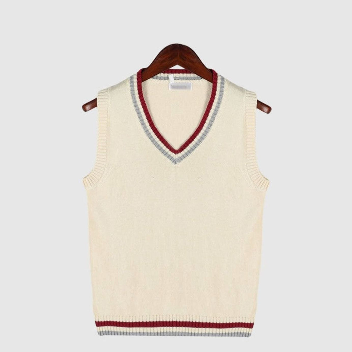 Men's V-Neck Cable-Knit Striped-Trim Sleeveless Sweater Vest