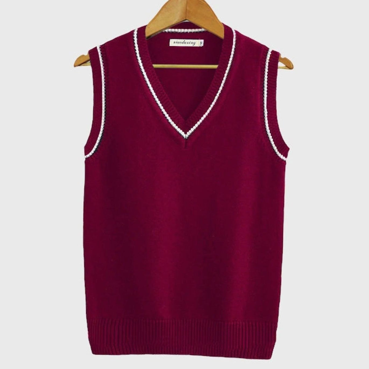 Men's V-Neck Cable-Knit Striped-Trim Sleeveless Sweater Vest