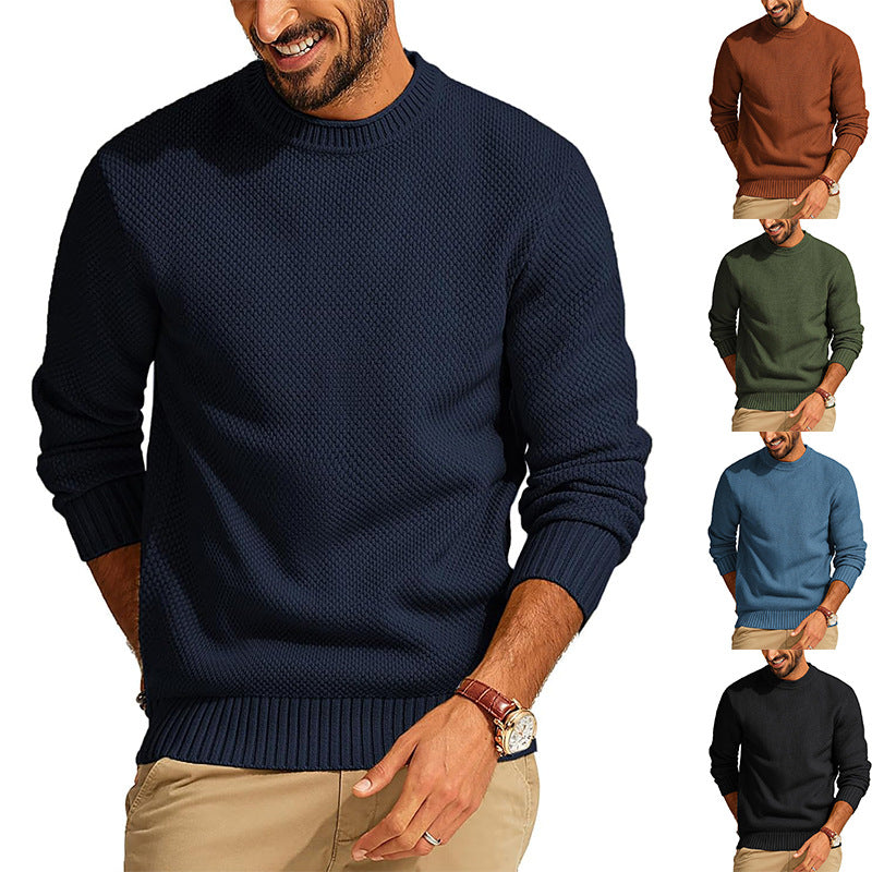 Men's Waffle-Knit Crew Neck Sweater