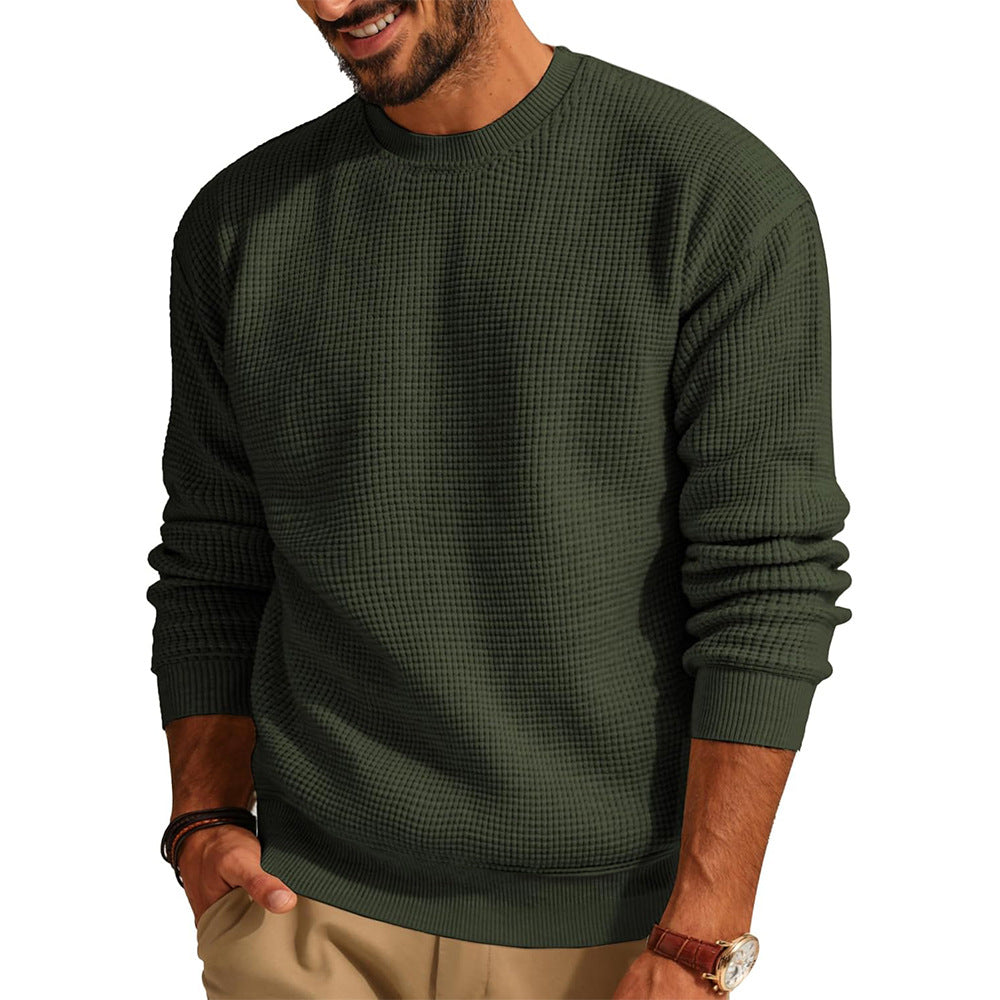 Men's Waffle-Knit Crew Neck Sweater