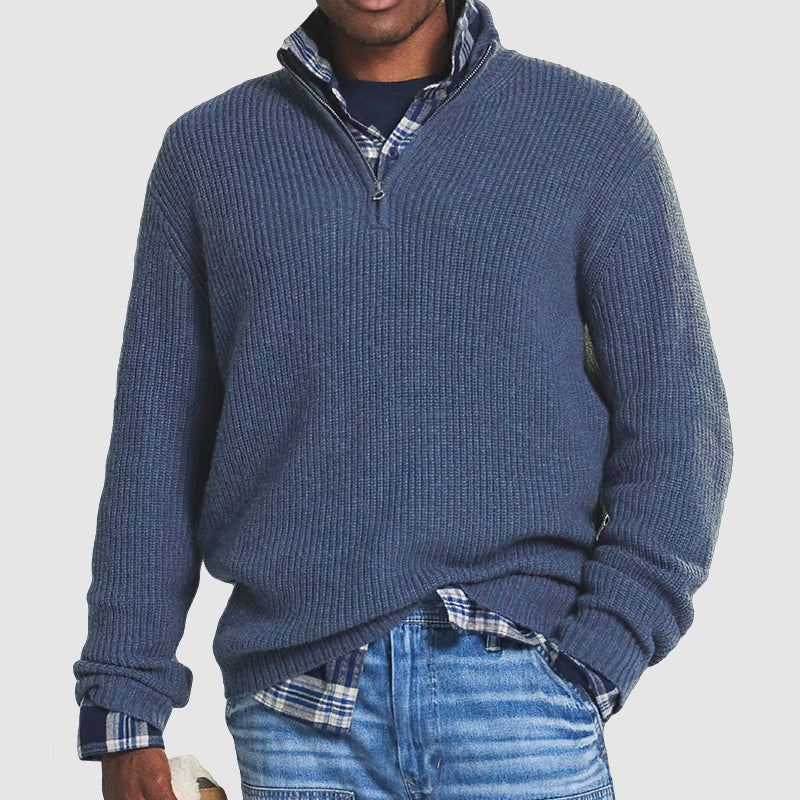 Men's Warm Long Half-Zip Sweater