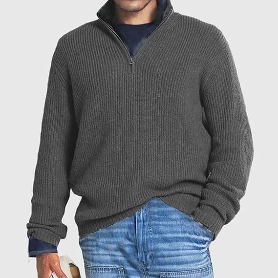 Men's Warm Long Half-Zip Sweater