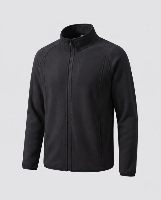Men's Windproof Fleece Jacket with Stand-Up Collar