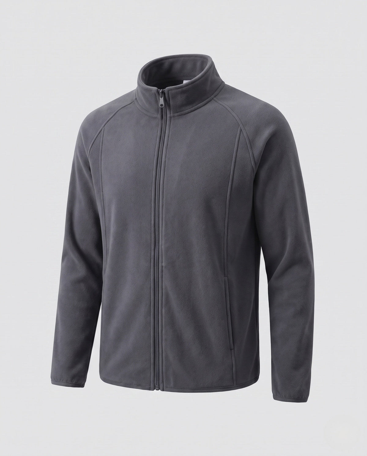 Men's Windproof Fleece Jacket with Stand-Up Collar
