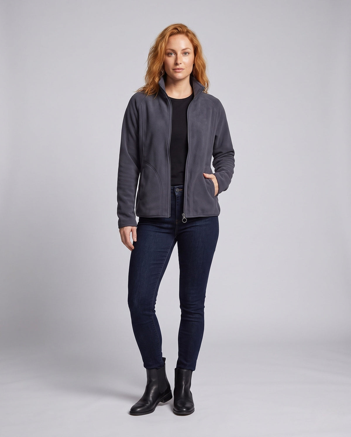 Men's Windproof Fleece Jacket with Stand-Up Collar