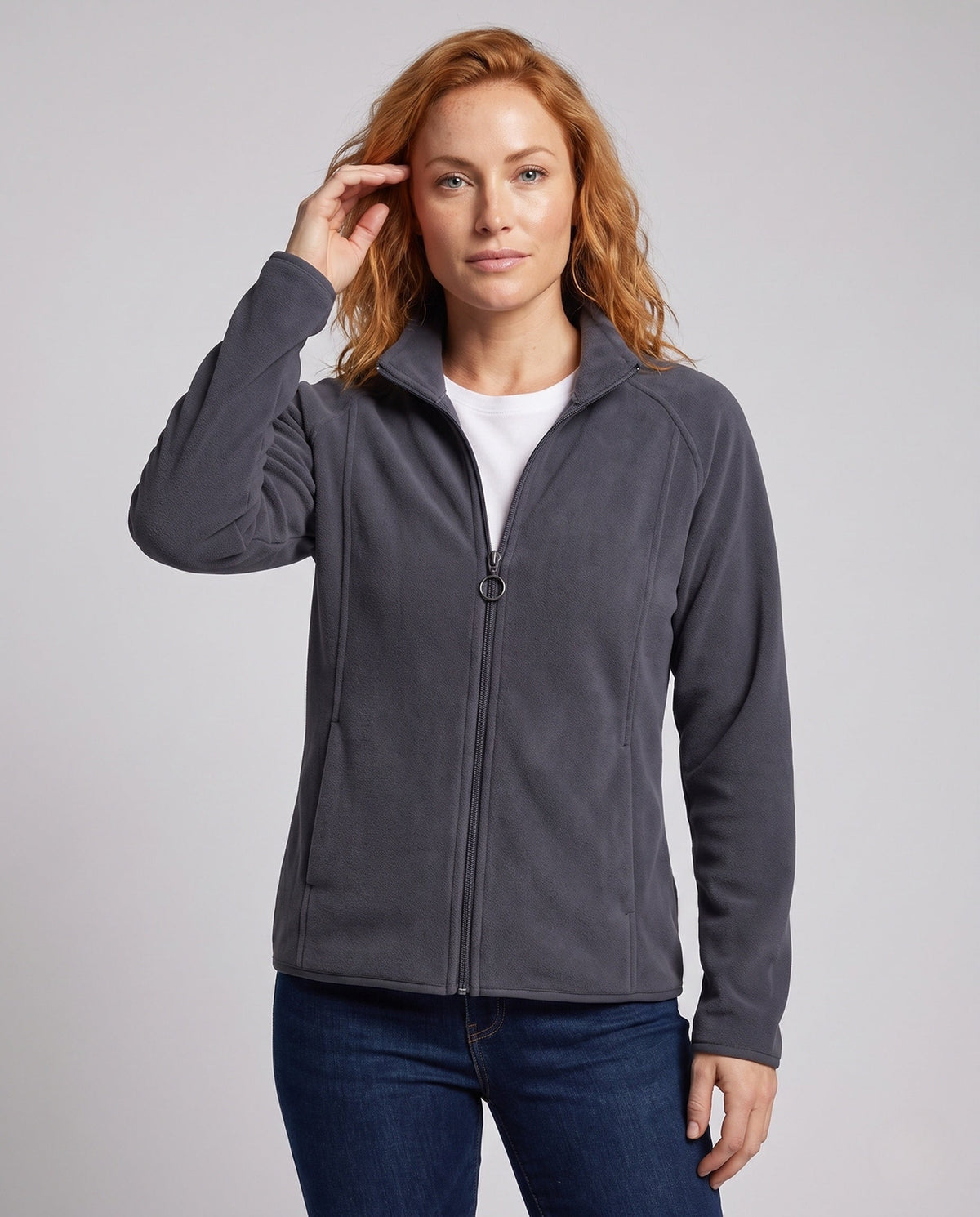 Men's Windproof Fleece Jacket with Stand-Up Collar
