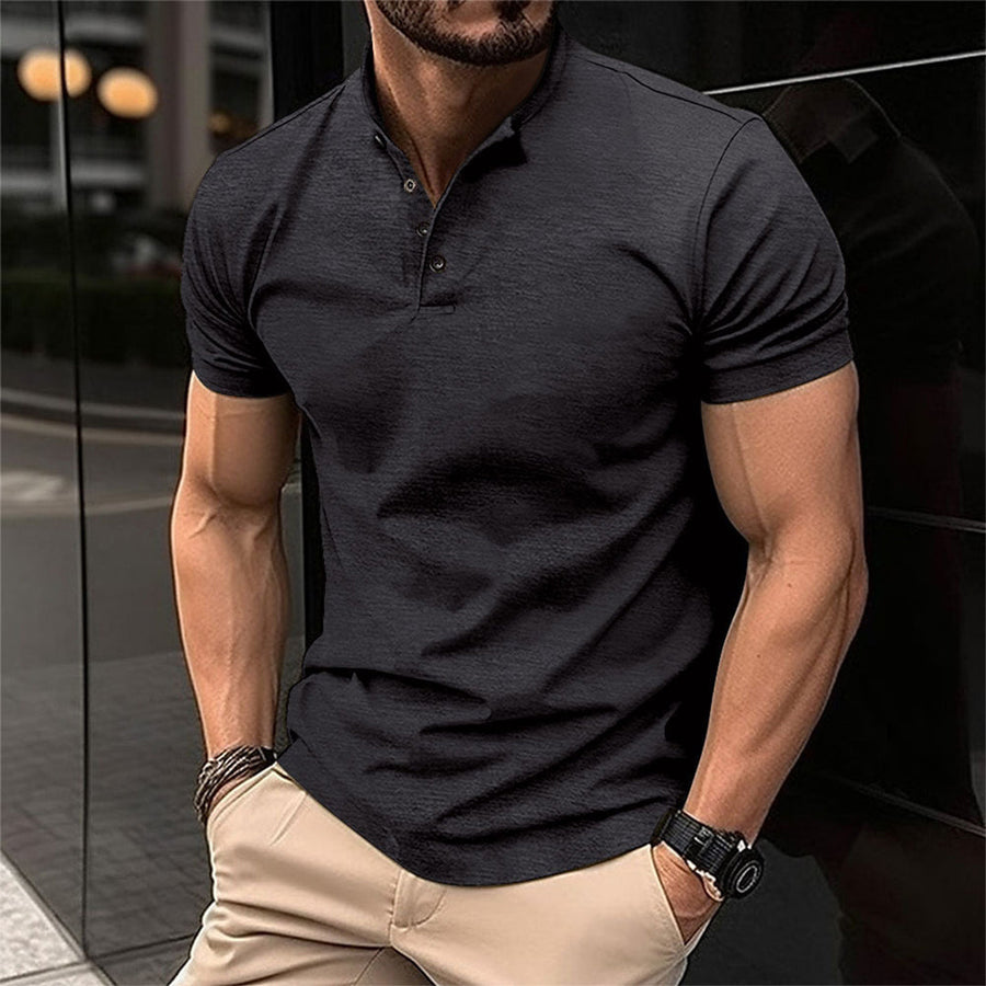 Image of Men's Band Collar Polo Shirt