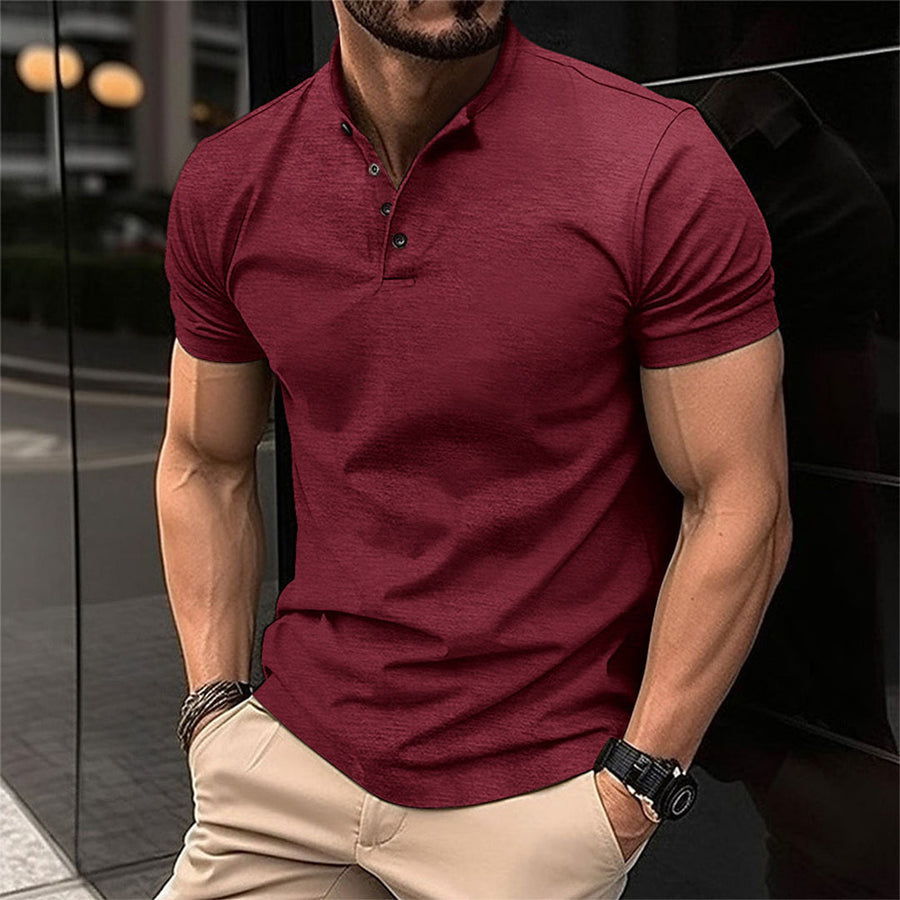 Image of Men's Band Collar Polo Shirt