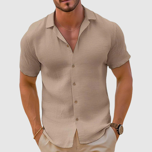 Image of Men's Button-Down Camp Collar Polo Shirt
