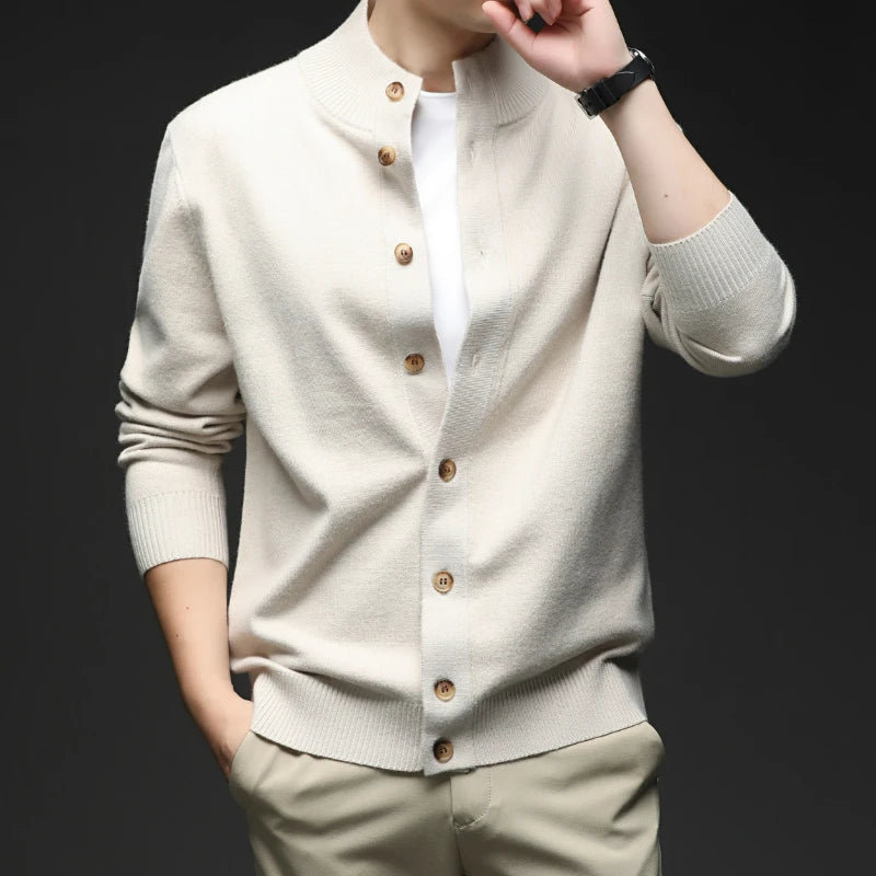 Image of Men's Button-Down Ribbed Knit Sweater