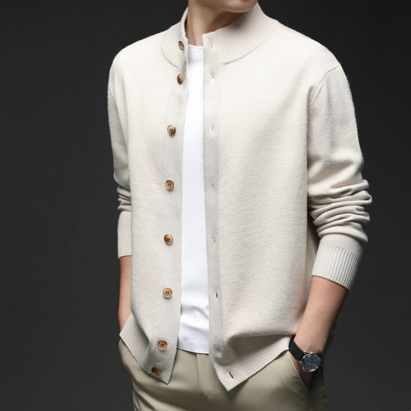 Image of Men's Button-Down Ribbed Knit Sweater