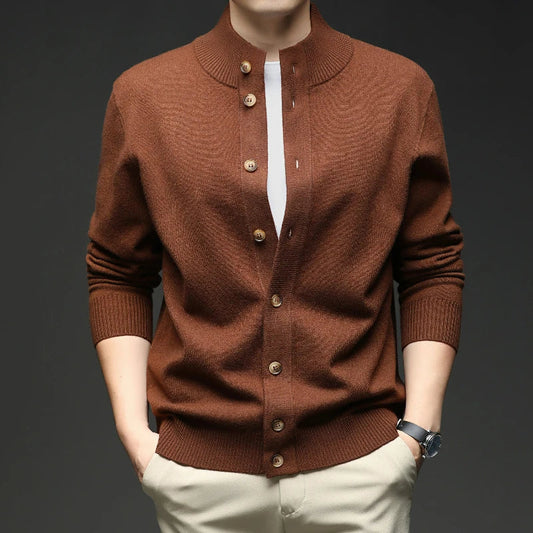 Image of Men's Button-Down Ribbed Knit Sweater
