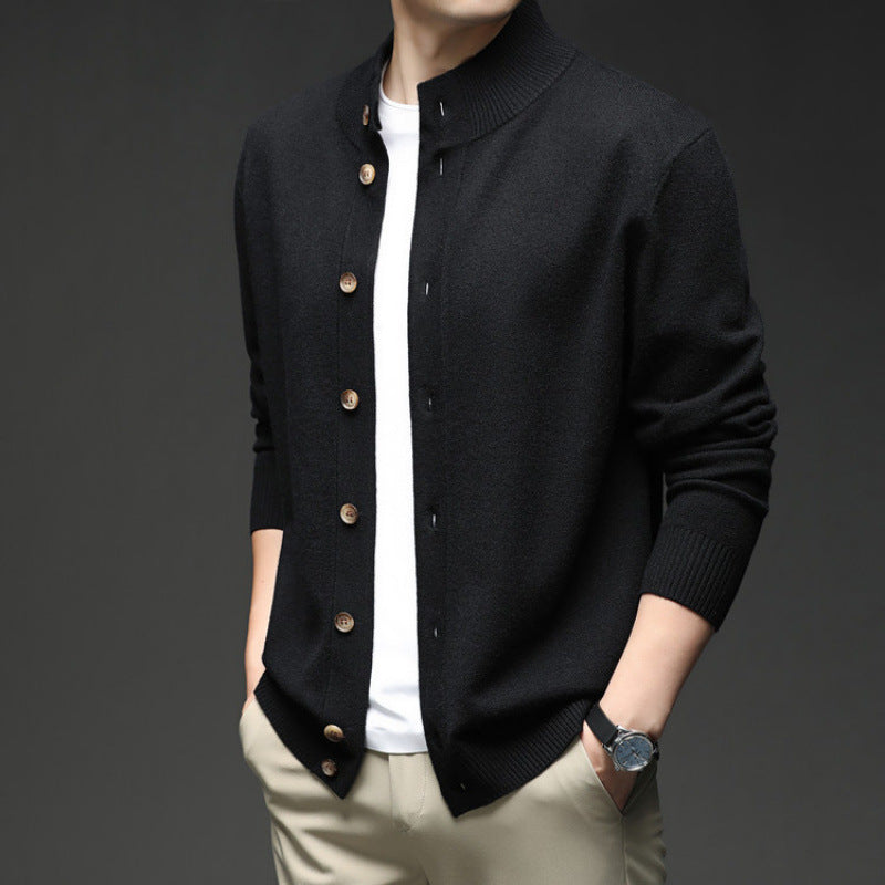 Image of Men's Button-Down Ribbed Knit Sweater