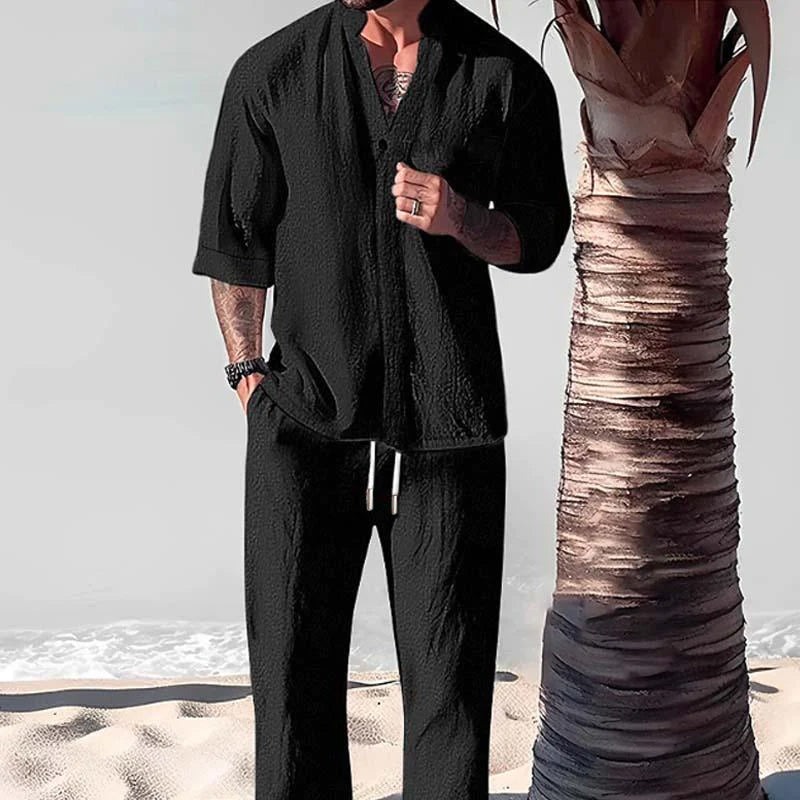 Image of Men's Button-Down Shirt Lounge Set