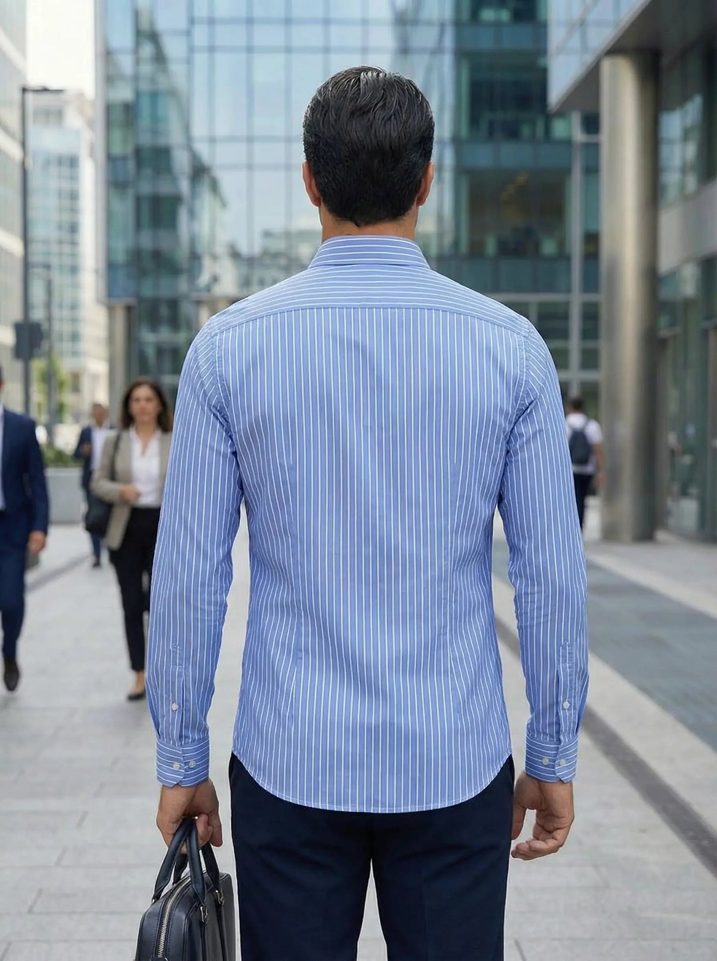 Image of Men's Button-Down Striped Long Sleeve Polo Shirt