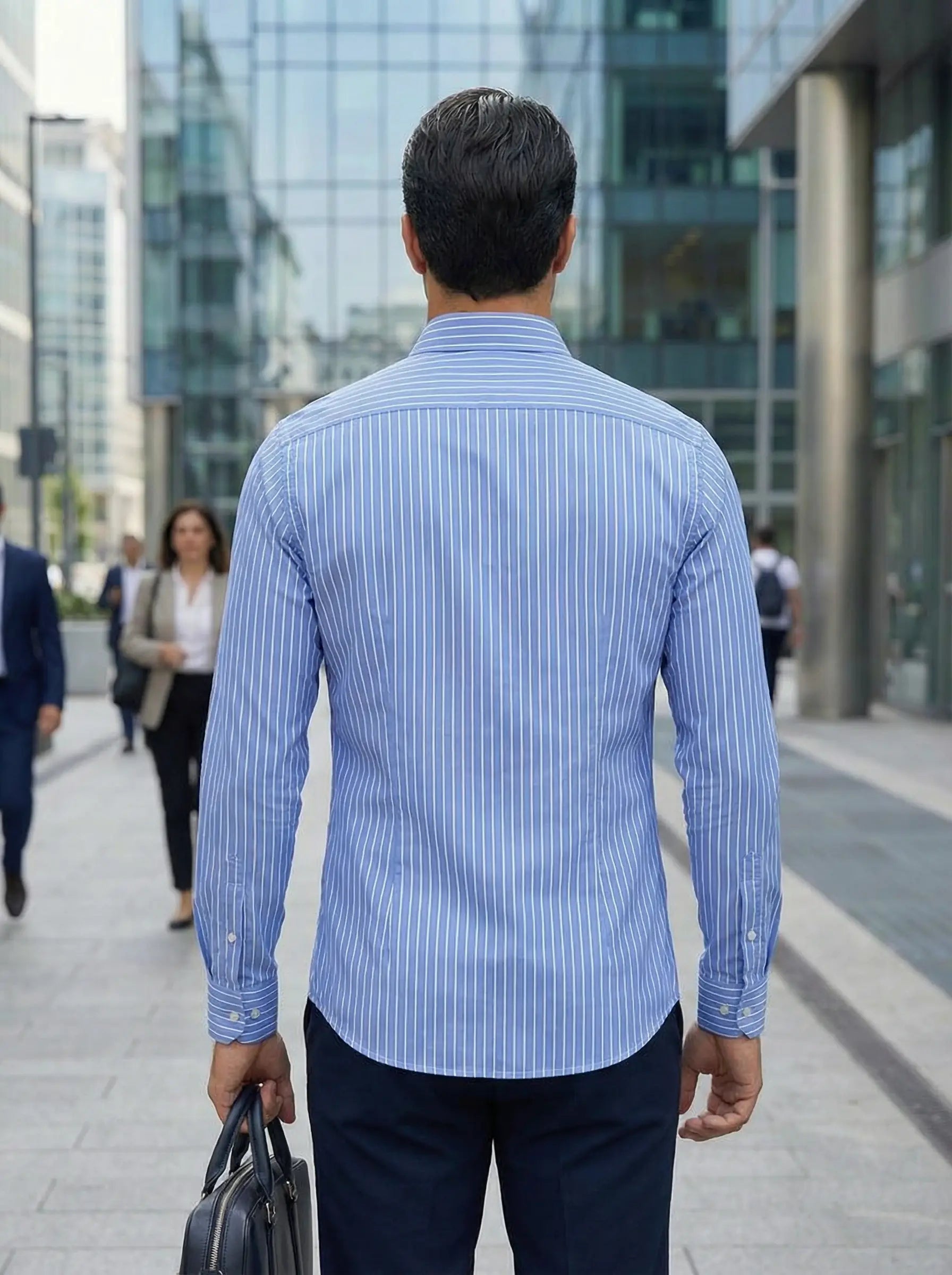 Image of Men's Button-Down Striped Long Sleeve Polo Shirt