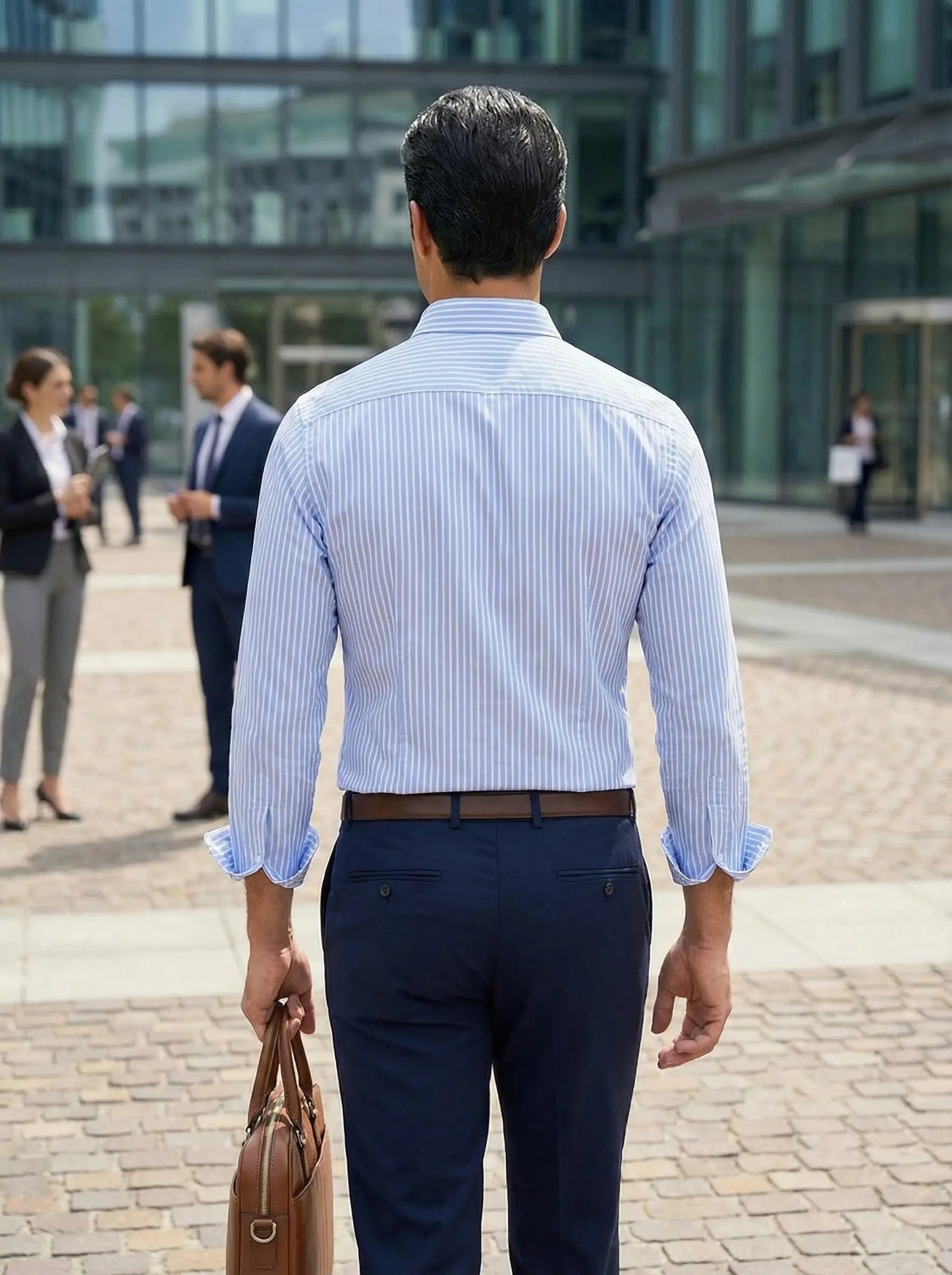 Image of Men's Button-Down Striped Long Sleeve Polo Shirt