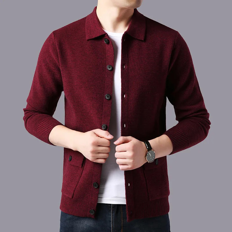 Image of Men's Button-Front Sweater Cardigan