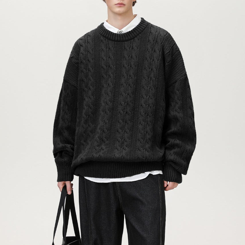 Image of Men's Cable Knit Crew Neck Sweater